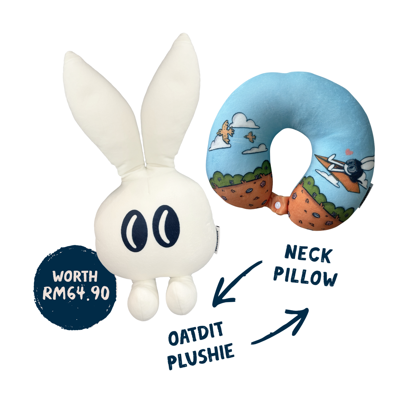 Oatdit 2in1 Convertible Neck Pillow Plushie - DAY EDITION