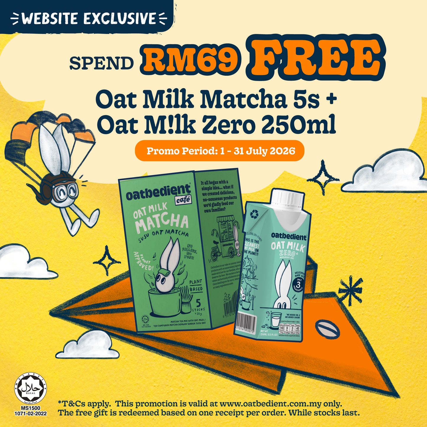 [NOT FOR SALE] FREE 1 x Oatbedient Oat Milk Matcha 5s & Oatbedient Oat Mi!k Zero 250ML